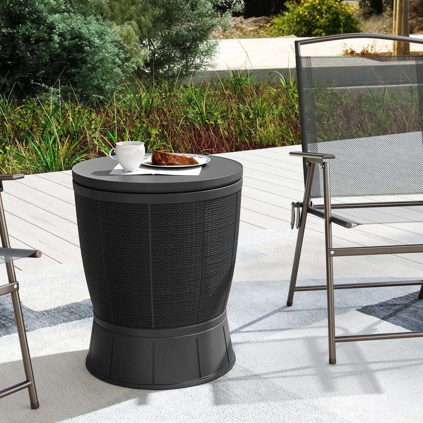 Outsunny Mesa Nevera Para Exterior 41 L 3 En 1 Cool Bar Mesa Auxiliar Negro_4