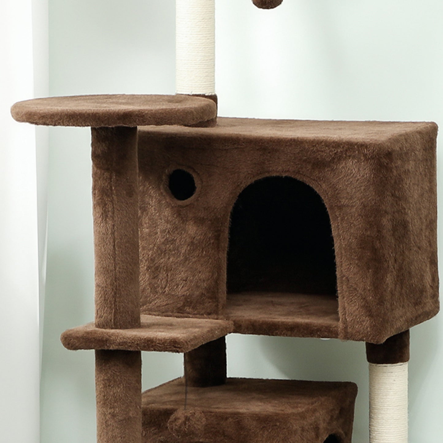 Pawhut Árbol Rascador Para Gatos 160 Cm Con Múltiples Plataformas Marrón_4