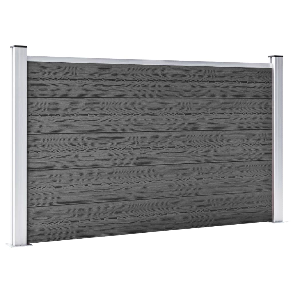 Set De Paneles De Valla Wpc Negro 353x105 Cm / Vetonek_2
