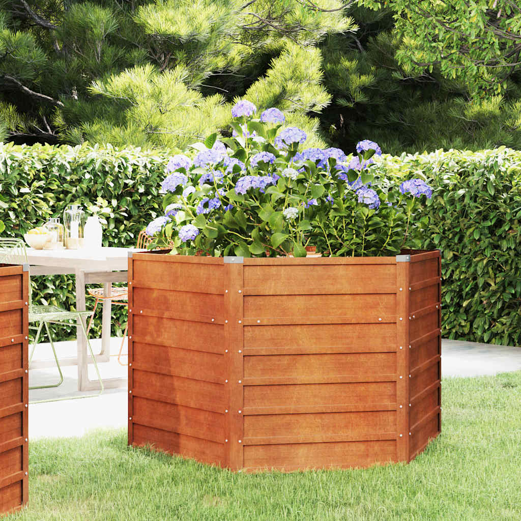 Arriate Oxidado De Acero Corten 129x129x77 Cm_1
