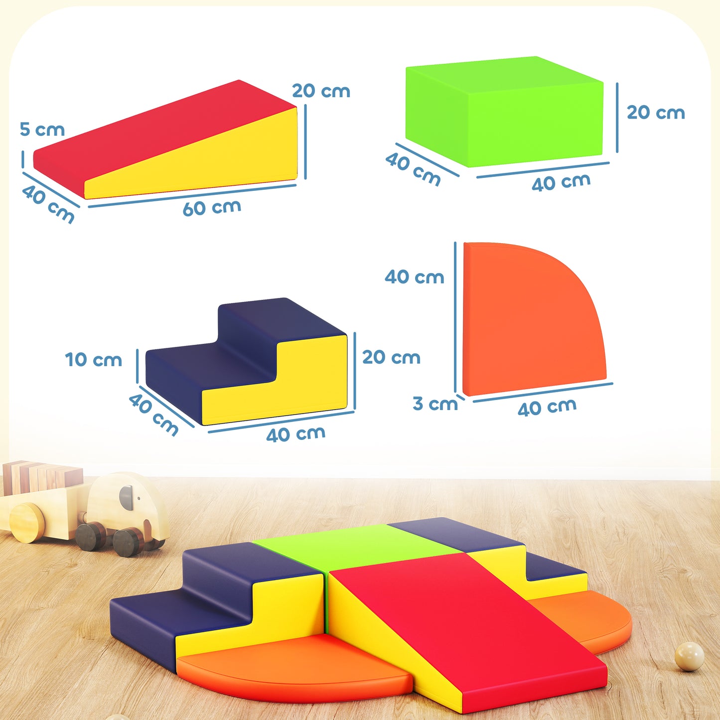 Aiyaplay Juego De 6 Bloques De Espuma Para Niños Base Antideslizante Multicolor_2