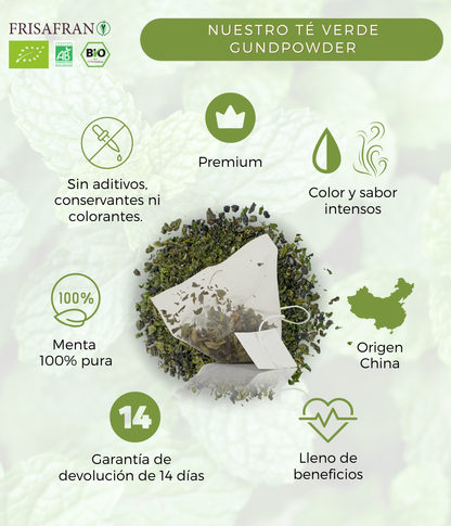 Té Verde Gunpowder Menta Ecológico Pirámides - Calidad Y Sabor | Frisafran 30 Uds_3