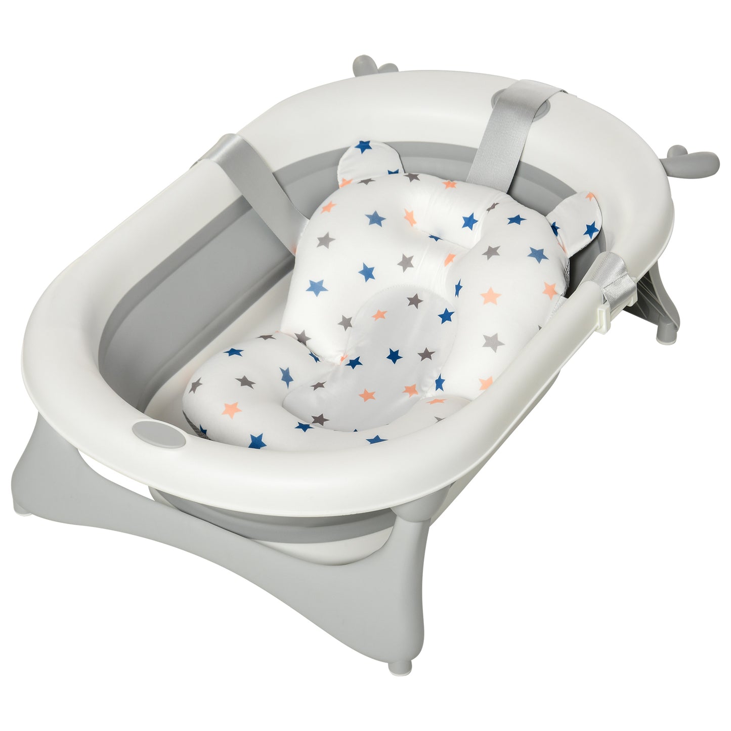 Homcom Bañera Plegable Bebé Recién Nacido Hasta 3 Años 35l Con Cojín Y Tapón_0