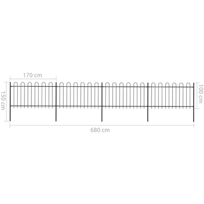 Valla De Jardín Con Puntas De Aro Acero Negro 6,8x1 M / Vetonek_4