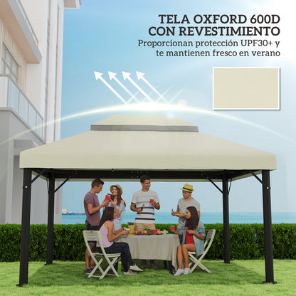 Outsunny Techo De Repuesto Para Cenador 4x3 M Con Techo Doble Crema_5