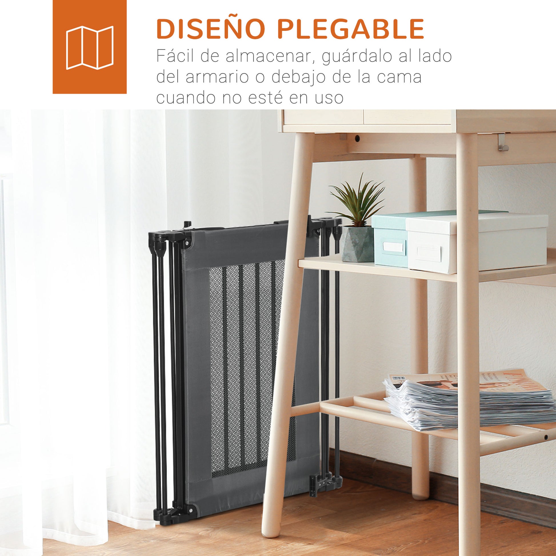 Pawhut Barrera De Seguridad Para Perros Plegable De 3 Piezas 203x74 Cm Negro_3