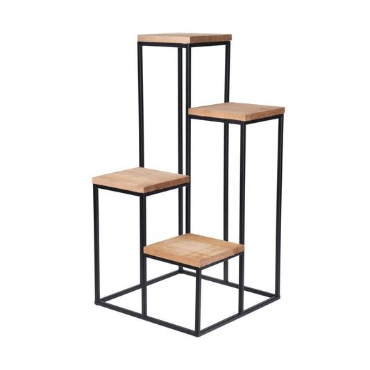 Well Home Estantería Florero De Metal Con 4 Estantes En Madera 34x34x76cm