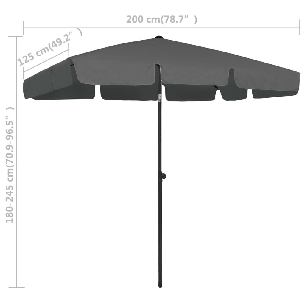 Vidaxl Sombrilla De Playa Gris Antracita 200x125 Cm_2