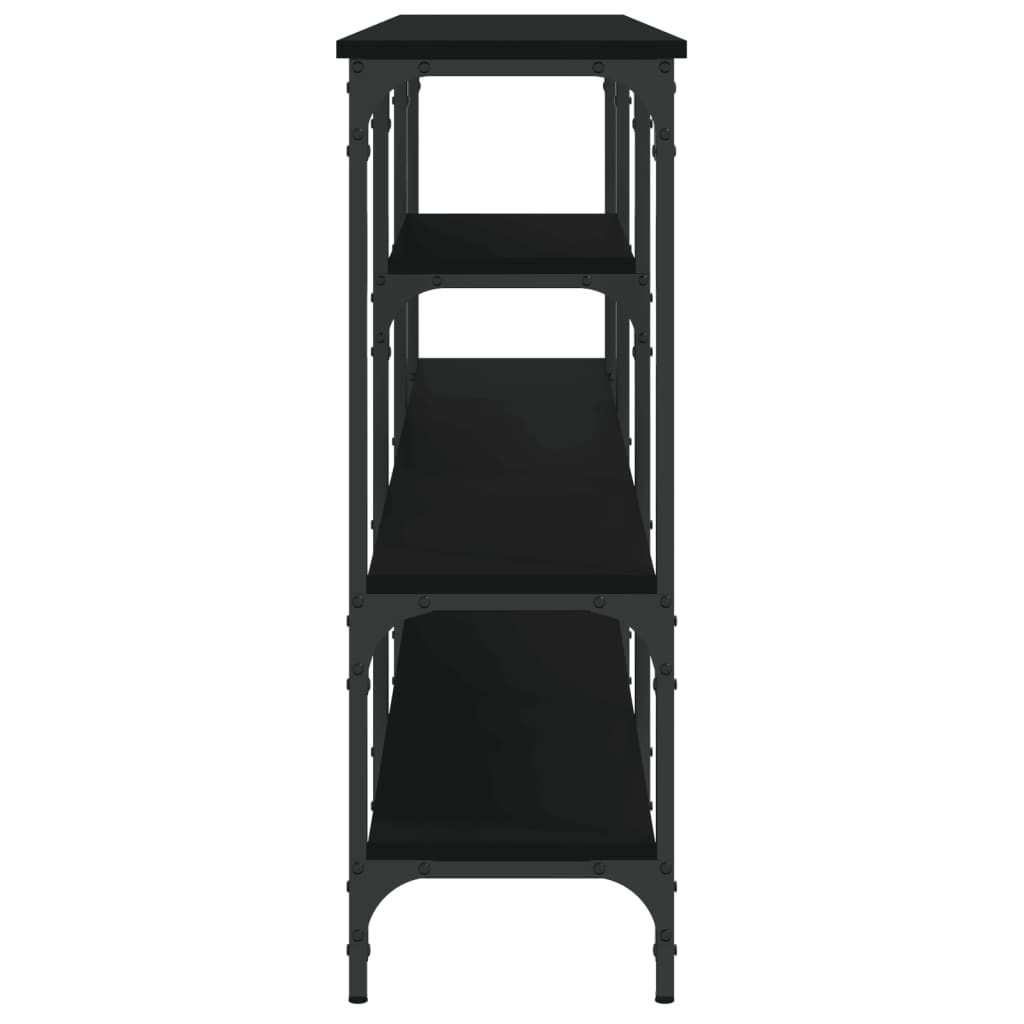 Mesa Consola Madera De Ingeniería Negra 160x29x80 Cm_4