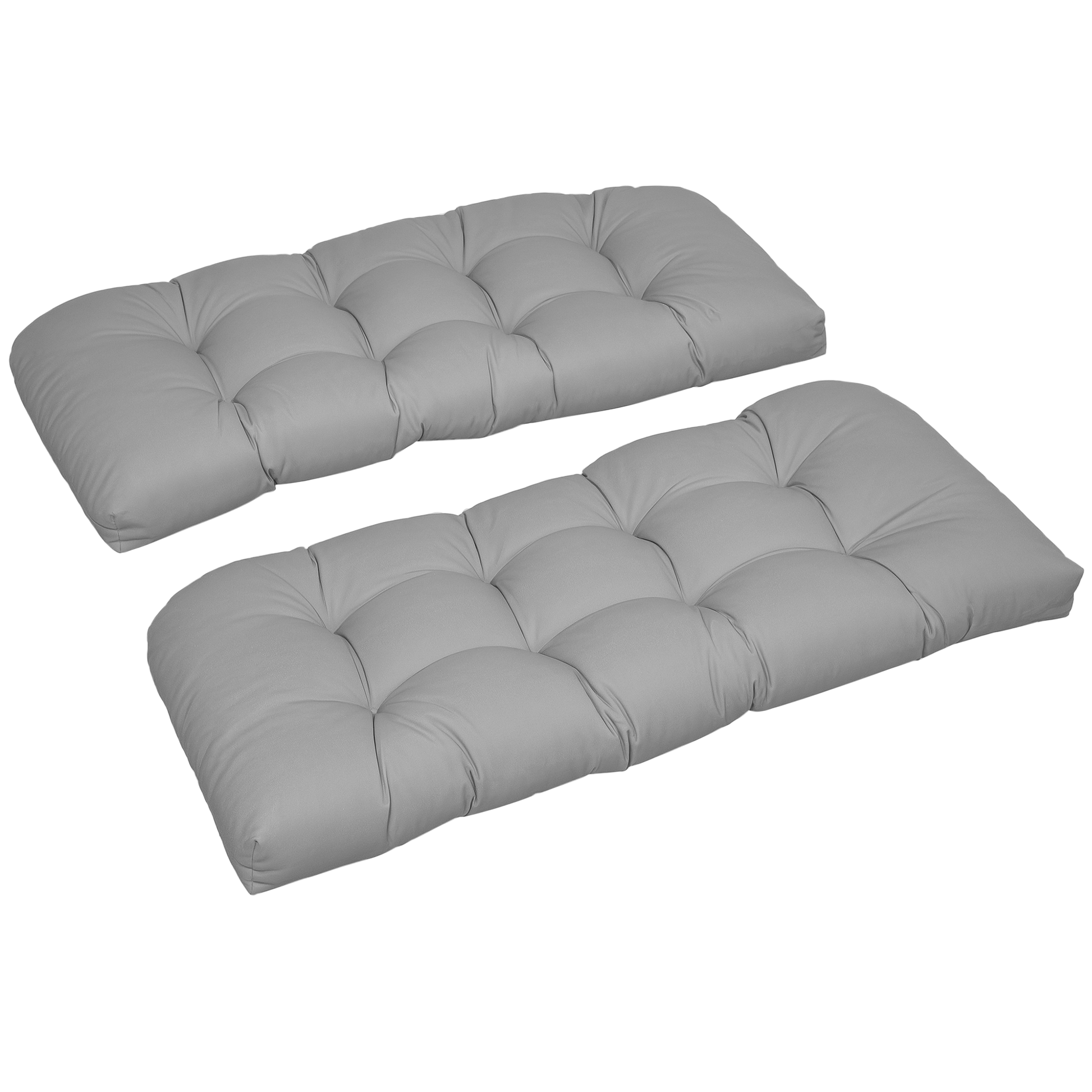 Outsunny Cojín Para Banco De 2 Plazas 110x48x8cm Para Interiores Exteriores Gris_0