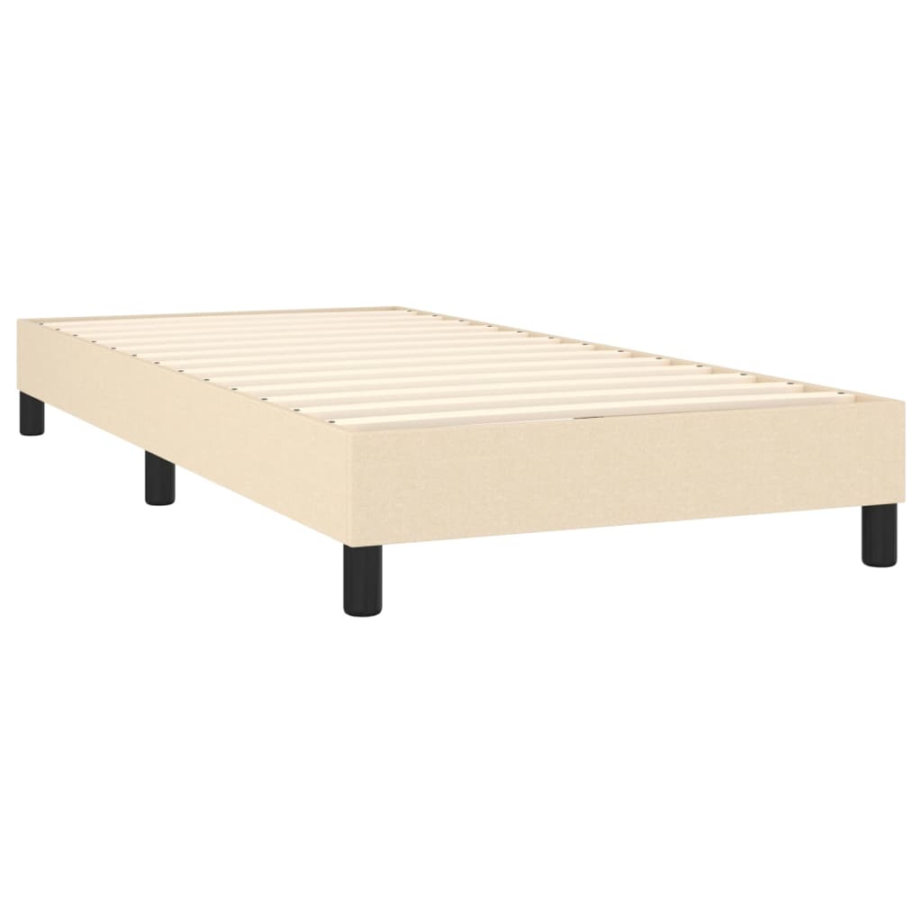 Cama Box Spring Colchón Y Luces Led Tela Crema 80x200 Cm / Vetonek_5