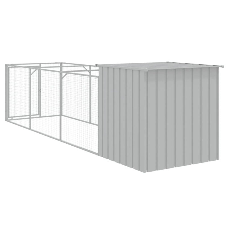 Caseta Para Perros Con Corredor Gris Claro 110x405x110 Cm Acero Galvanizado_4