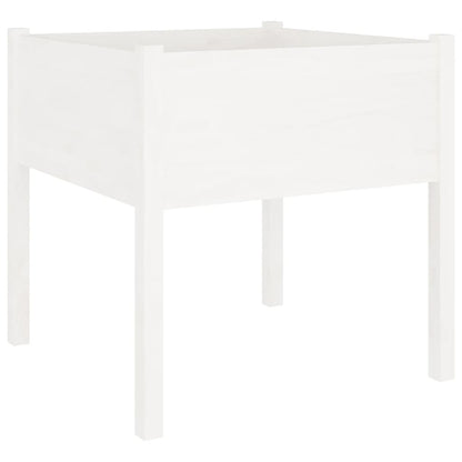 Jardinera De Madera Maciza De Pino Blanca 70x70x70 Cm_0