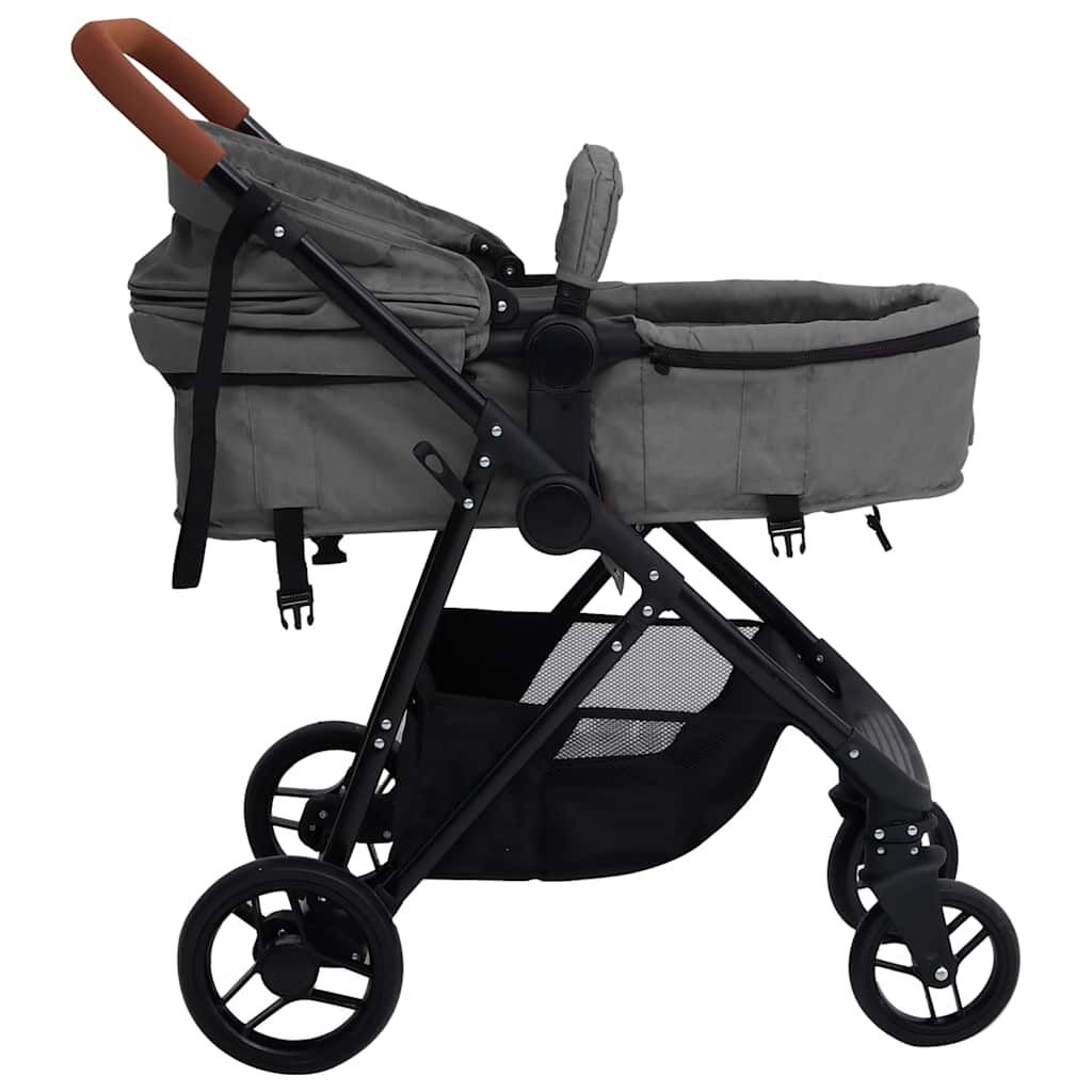 Vidaxl Cochecito De Bebés 2 En 1 De Acero Gris Claro Y Negro_4