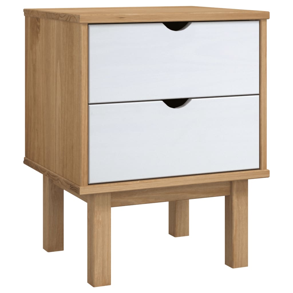 Mesita De Noche Otta Madera De Pino Marrón Y Blanco 45x39x57 Cm_0