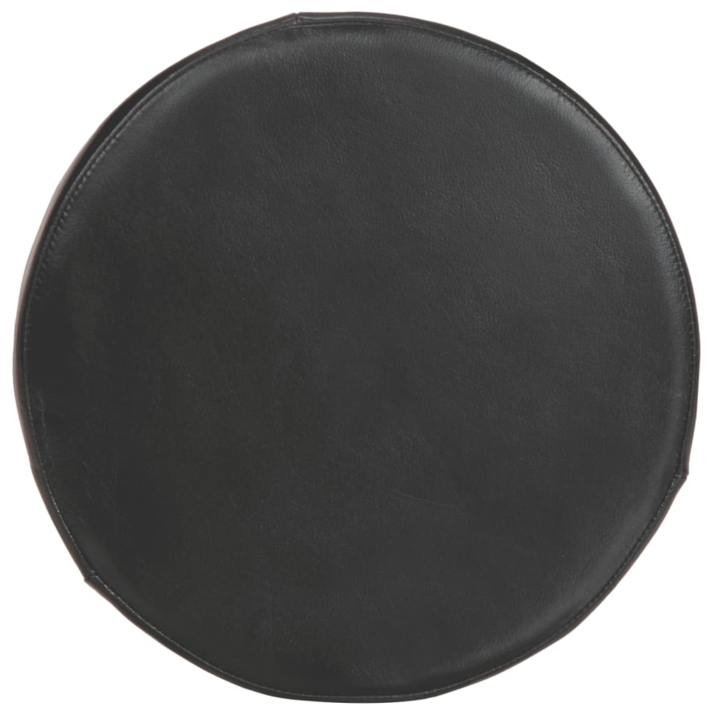 Taburetes De Cocina 2 Uds Cuero Auténtico Madera Maciza Acacia_3