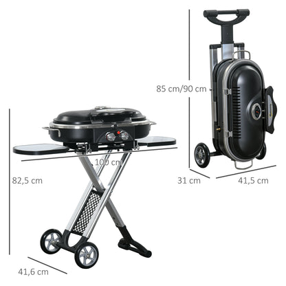 Outsunny Barbacoa De Gas Plegable Con 2 Quemadores 100x41,6x82,5 Cm Negro_2