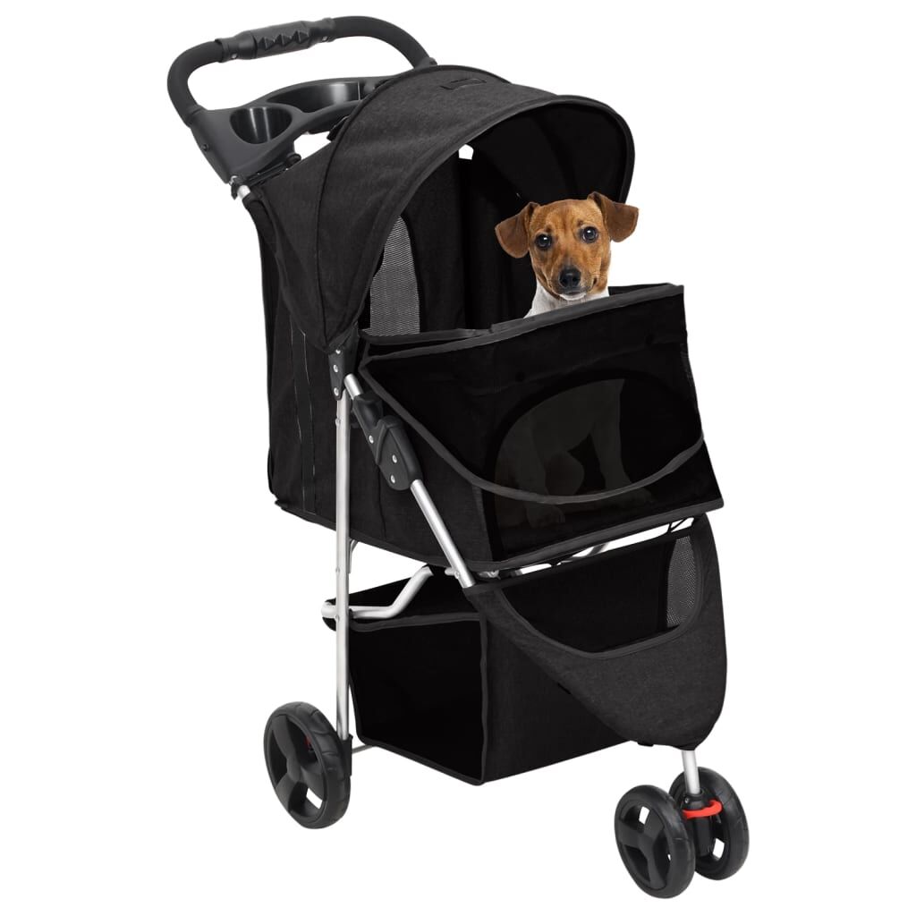 Vidaxl Cochecito Para Perros Plegable Tela Oxford Negro 80x46x98 Cm_1
