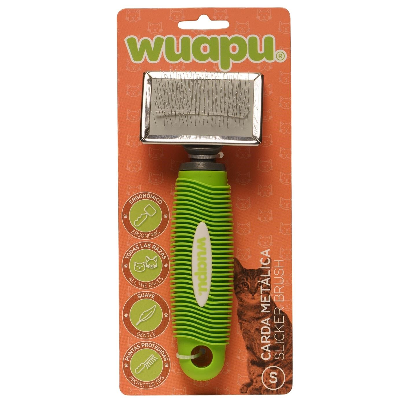 Cepillo Carda Suave Para Gato Wuapu Talla S, Para Cepillar Y Retirar El Pelo Muerto