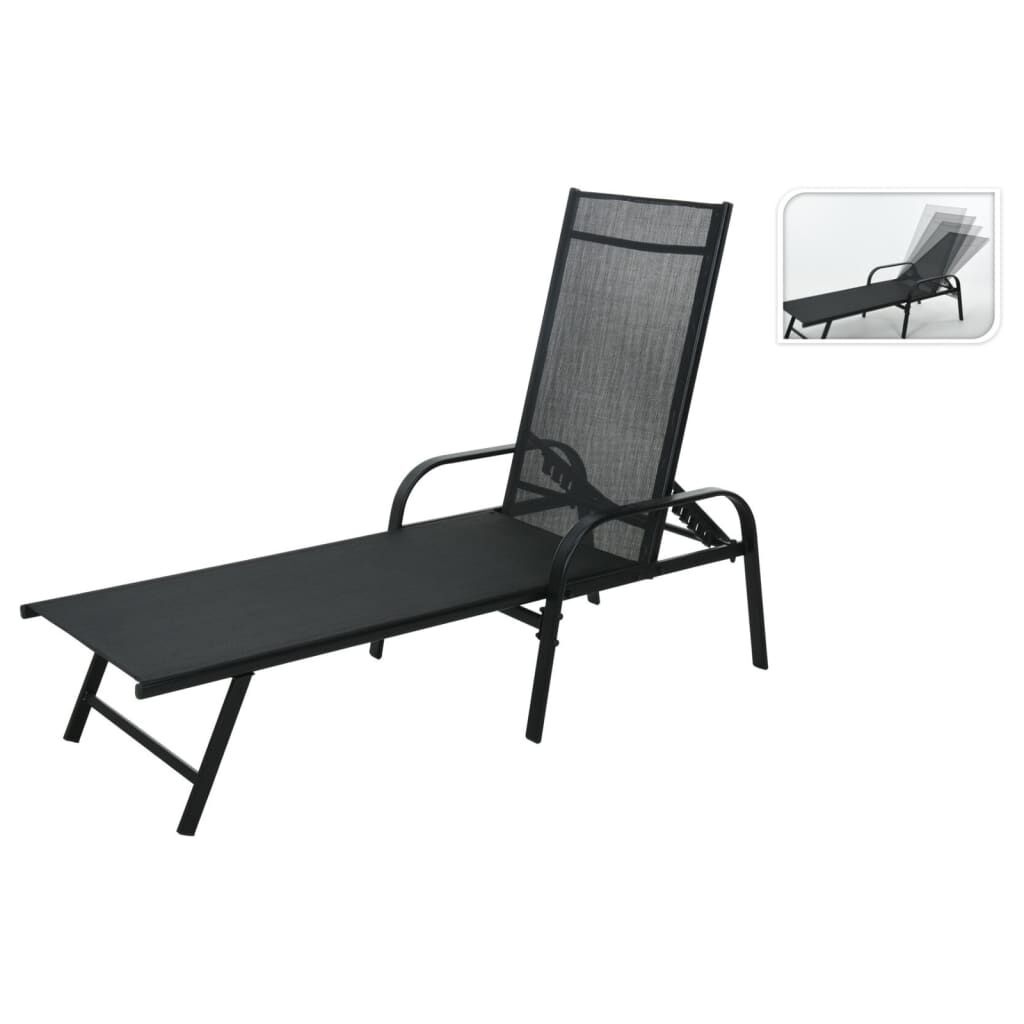 Progarden Tumbona Plegable Negro 195x60x45 Cm_0