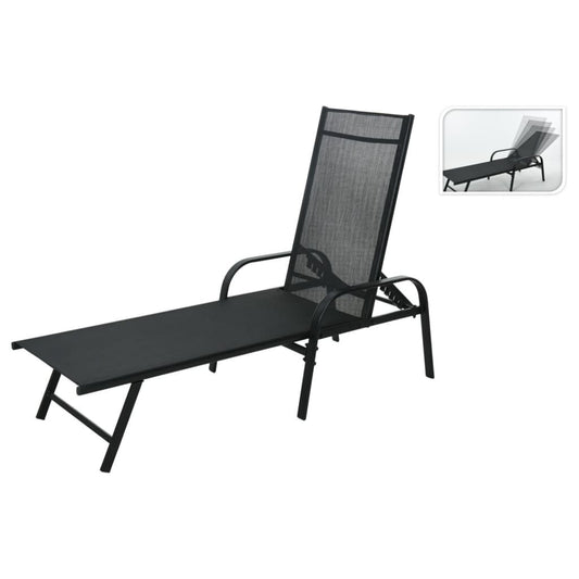 Progarden Tumbona Plegable Negro 195x60x45 Cm_0