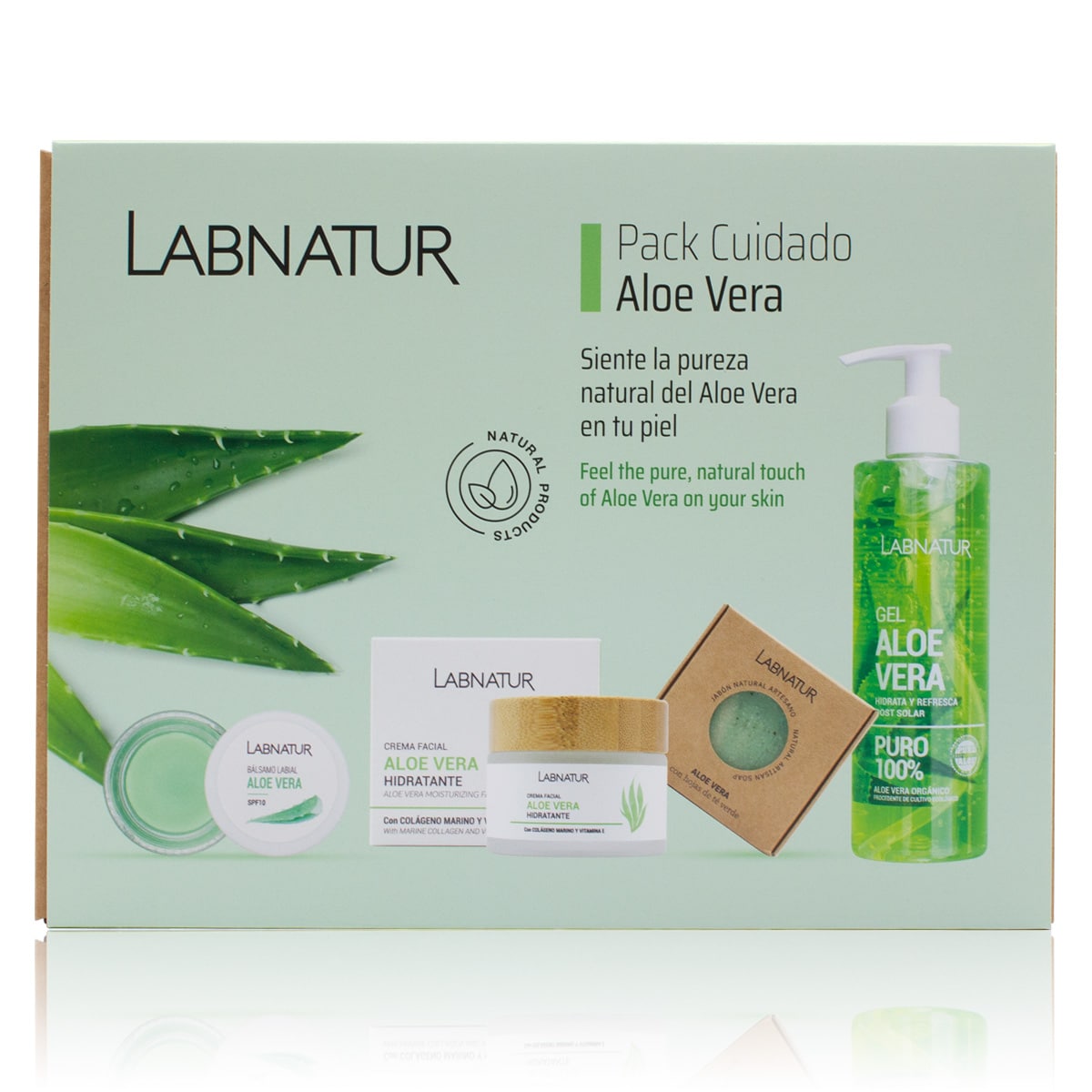 Labnatur Pack Cuidado Aloe Vera | Gel Aloe 100% Puro Crema Jabón Y Bálsamo | Hidratación Calmante Regeneradora | Natural_0