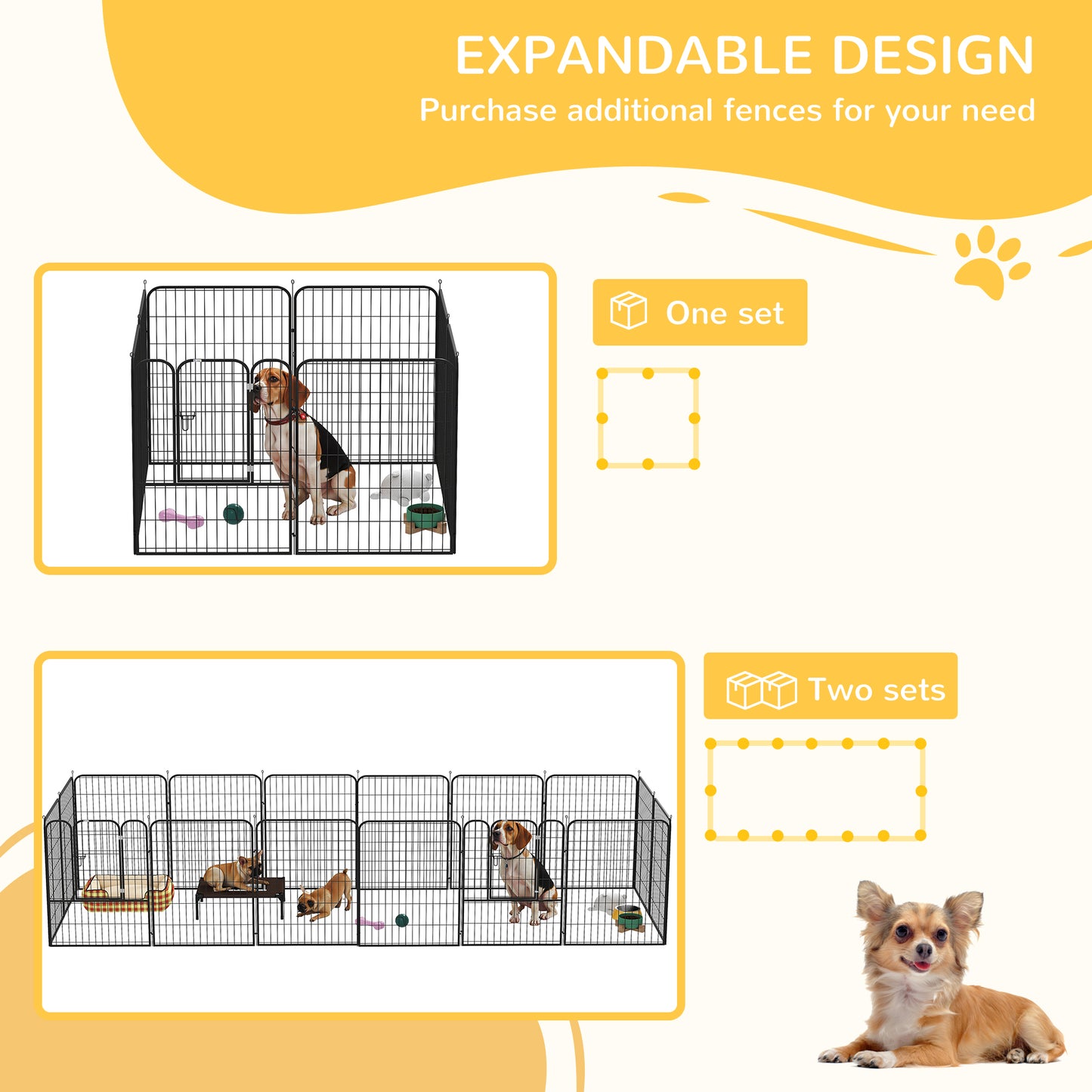 Pawhut Parque Para Mascotas 8 Vallas 80x100 Cm Corral Plegable Puerta Y Doble_3