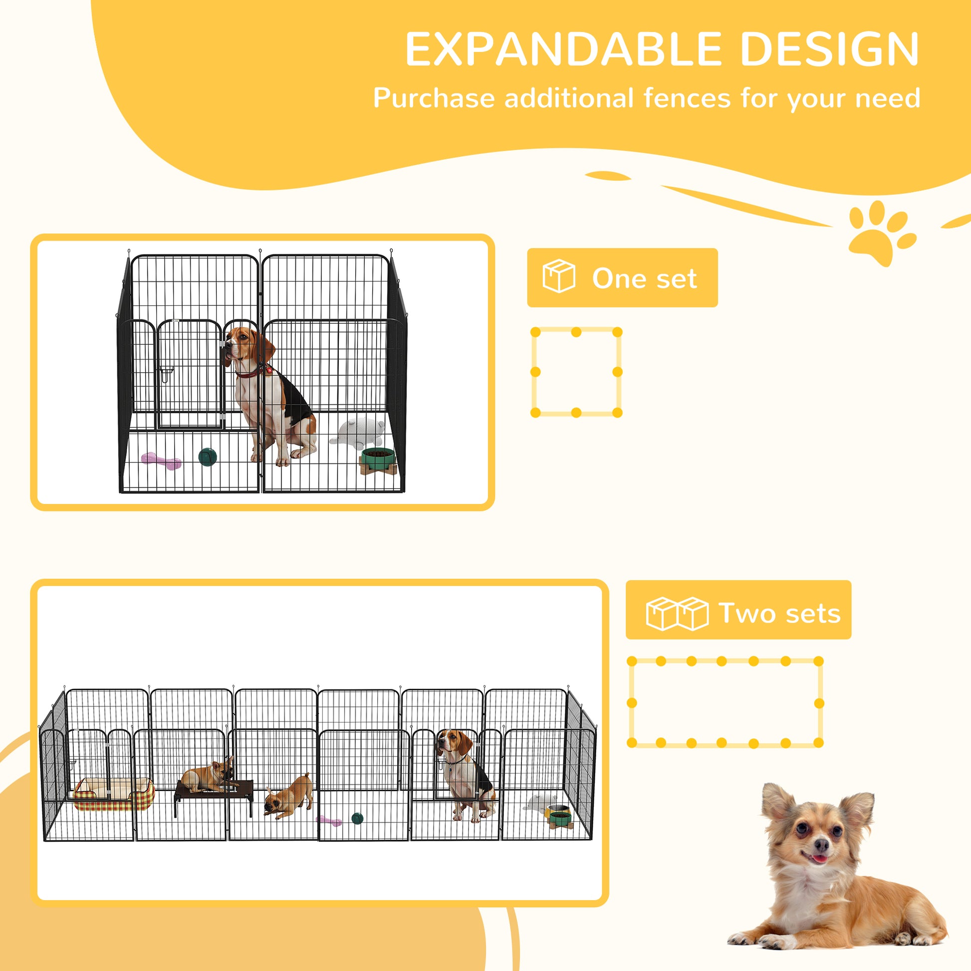 Pawhut Parque Para Mascotas 8 Vallas 80x100 Cm Corral Plegable Puerta Y Doble_3