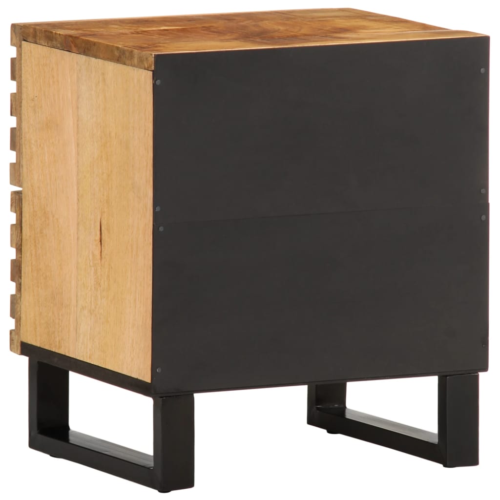 Mesita De Noche De Madera Maciza De Mango Rugosa 40x34x46 Cm_3