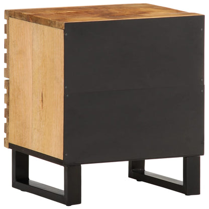 Mesita De Noche De Madera Maciza De Mango Rugosa 40x34x46 Cm_3