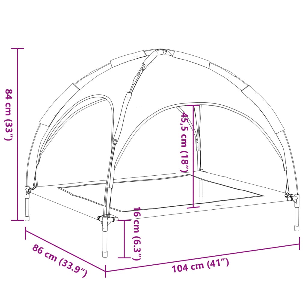 Cama Para Perros Con Dosel Antracita Tela Oxford Y Acero / Vetonek_3