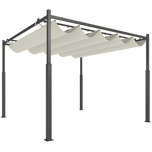 Outsunny Pérgola De Jardín 3x3 M Con Techo Retráctil Y Accesorio Magnético_0