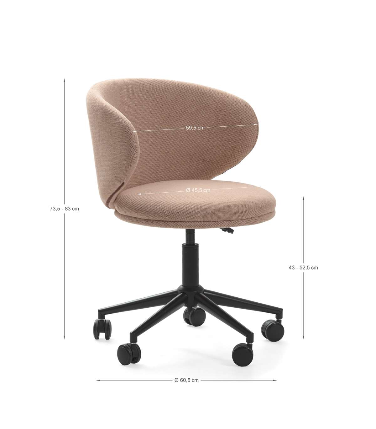 Sillón Despacho Giratorio Elevable Rebeca Acabado Rosa Clara, 60.5m(ancho) 73.5/83cm(altu_3