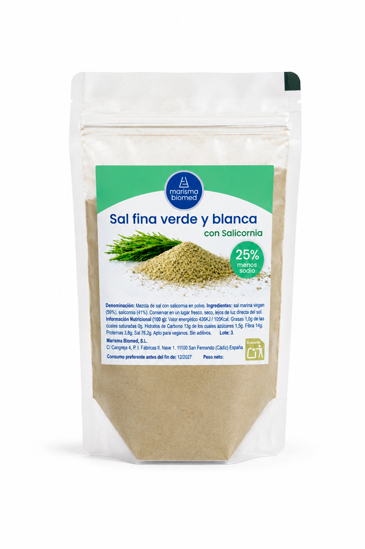 Sal Fina Verde Y Blanca | Salicornia Y Sal Marina Virgen Bio | 25% Menos Sodio 100 g_0