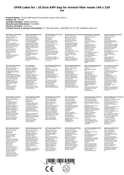 Sacos Para Residuos De Lana Mineral, 10 Unidades, 140 X 220 Cm, Bolsas Para Residuos Peligrosos