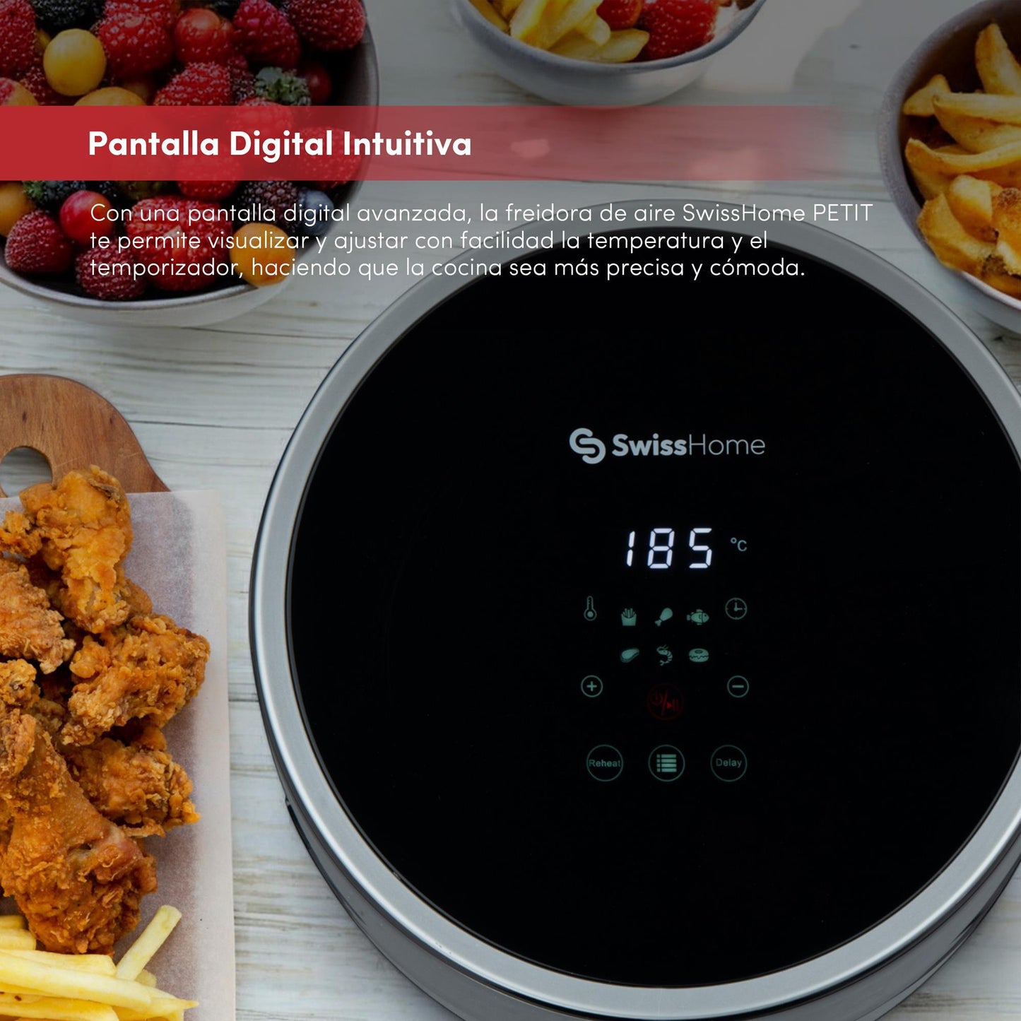 Air Fryer 1200w De 2,5l Con Pantalla Digital Y Temperatura Ajustable 80-200ºc Swisshome_1