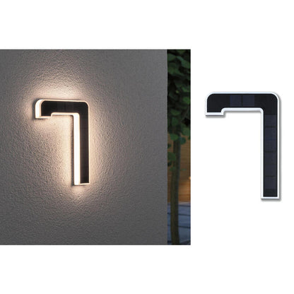 Luz Solar De Fachada Led Casa Número 7 3000k Ip44 Bateria Reemplazable / Negro_0