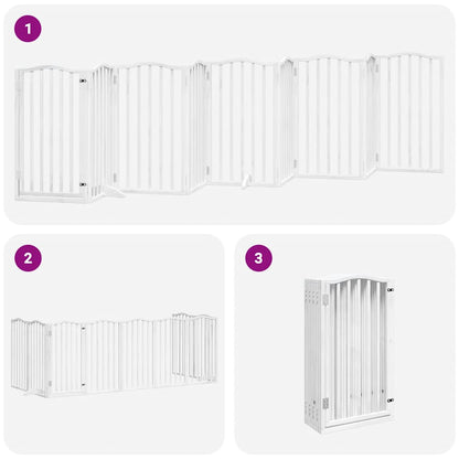 Vidaxl Puerta Para Perros Plegable 9 Paneles Madera Álamo Blanca 450cm_4