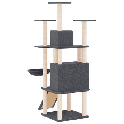 Vidaxl Rascador Para Gatos Con Postes De Sisal Gris Oscuro 154 Cm_4