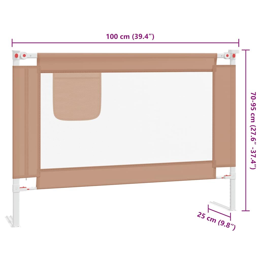 Vidaxl Barandilla De Seguridad Cama De Niño Taupe Tela 100x25 Cm_2