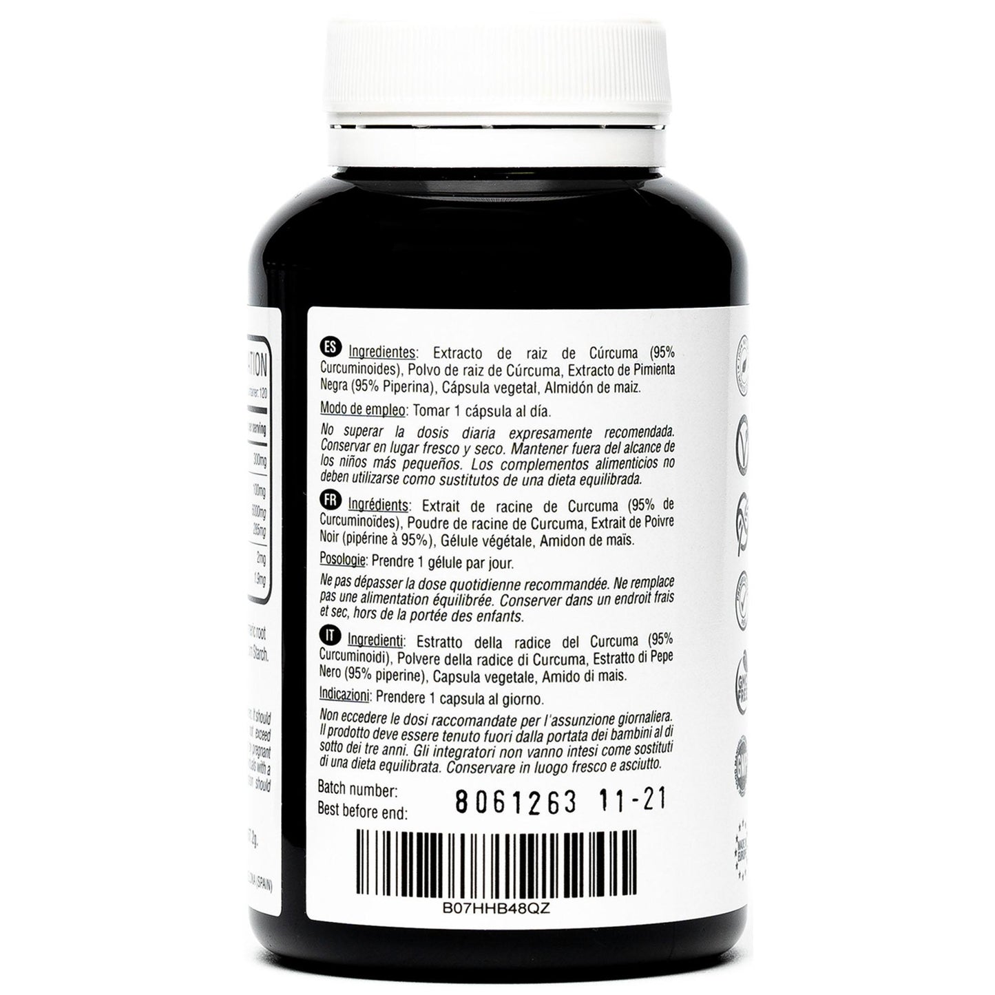 Cúrcuma 6000 mg con Pimienta Negra Hivital 120 cápsulas Veganas