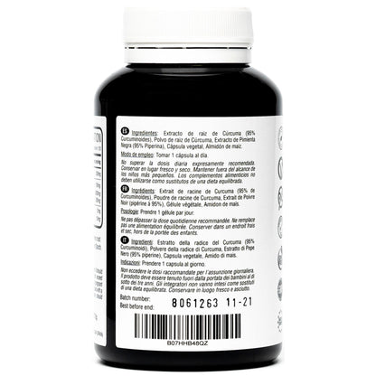Cúrcuma 6000 mg con Pimienta Negra Hivital 120 cápsulas Veganas