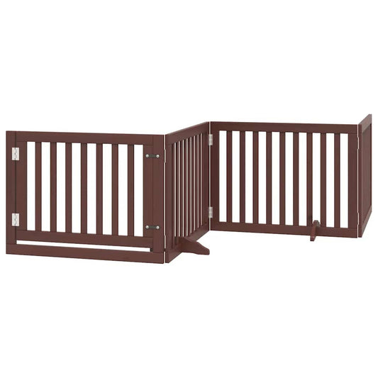 Vidaxl Puerta De Perros Plegable 12 Paneles Madera Álamo Marrón 960 Cm_0
