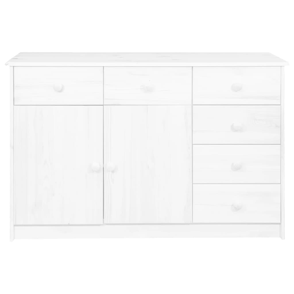 Aparador 6 Cajones Madera Maciza De Pino Blanco 113x35x73 Cm_1