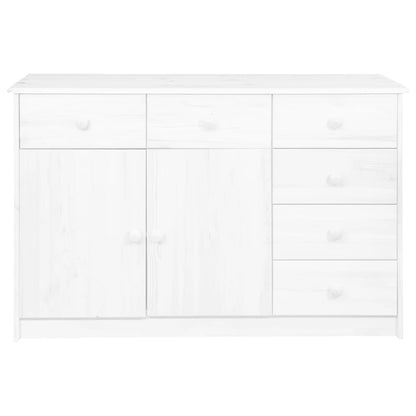 Aparador 6 Cajones Madera Maciza De Pino Blanco 113x35x73 Cm_1