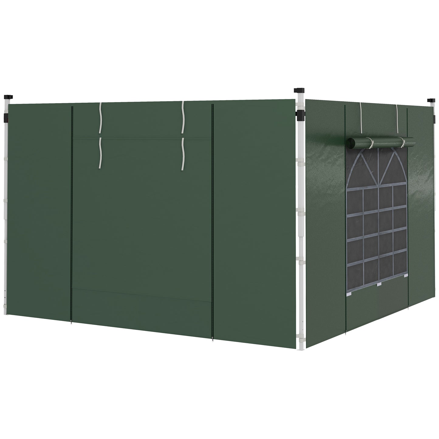 Outsunny Paredes Laterales Para Carpa De 2 Paneles 295x195 Cm Con Ventana Verde_0