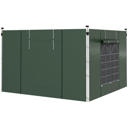 Outsunny Paredes Laterales Para Carpa De 2 Paneles 295x195 Cm Con Ventana Verde_0