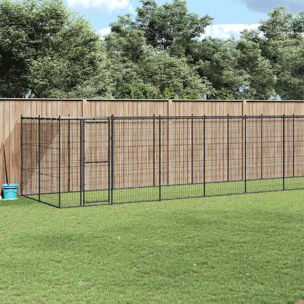 Perrera De Exterior De Acero Con Techo 26,62 M²_1