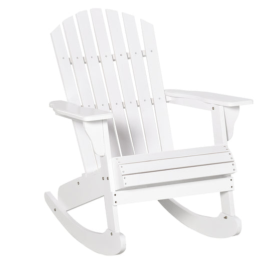 Outsunny Silla De Jardín Mecedora Silla Adirondack De Madera 77x94x97cm Blanco_0