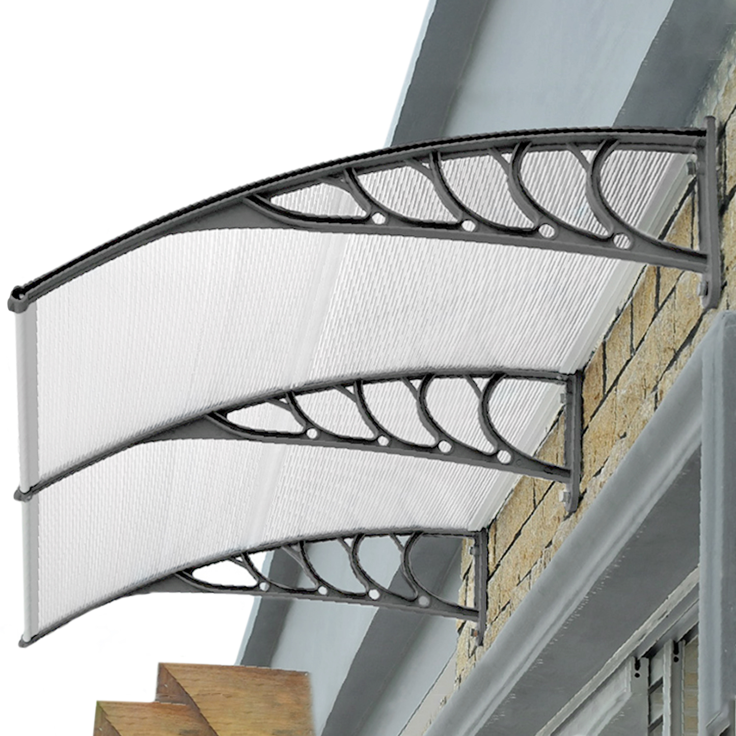 Tejadillo De Protección 150x80cm Marquesina Para Puertas Y Ventanas Gris_2
